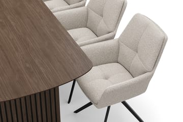 Richeto Matgrupp 180 cm med 6 Torsby Snurrstolar - Rökt ek/Mörkbeige - Möbler - Bord & matgrupp - Matgrupp