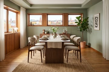 Richeto Matgrupp 180 cm Rökt ek med 4 Molly Matstolar - Rökt ek/Beige - Möbler - Bord & matgrupp - Matgrupp