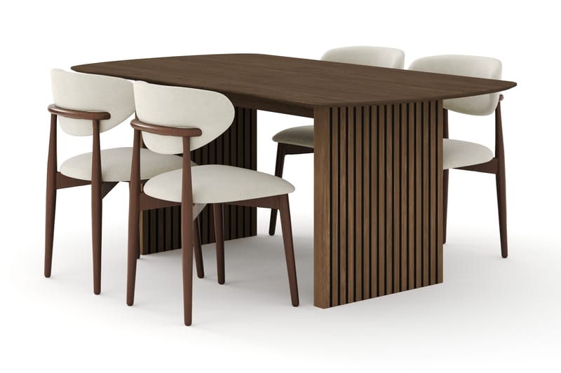 Richeto Matgrupp 180 cm Rökt ek med 4 Molly Matstolar - Rökt ek/Beige - Möbler - Bord & matgrupp - Matgrupp