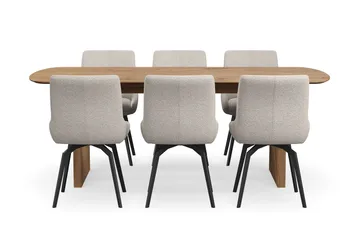 Richeto Matgrupp 210 cm med 6 Mora Snurrstolar - Ek - Möbler - Bord & matgrupp - Matgrupp