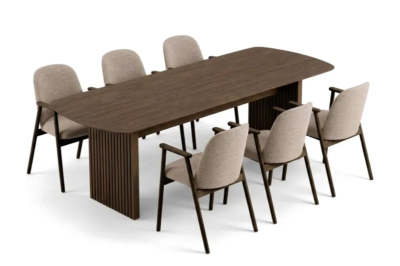 Richeto Matgrupp 210 cm med 6 Reciclar Matstolar - Rökt ek - Möbler - Bord & matgrupp - Matgrupp