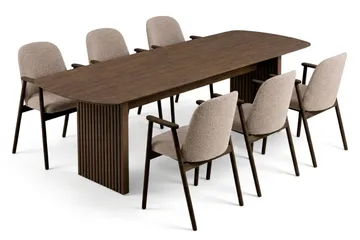 Richeto Matgrupp 210 cm med 6 Reciclar Matstolar - Rökt ek - Möbler - Bord & matgrupp - Matgrupp