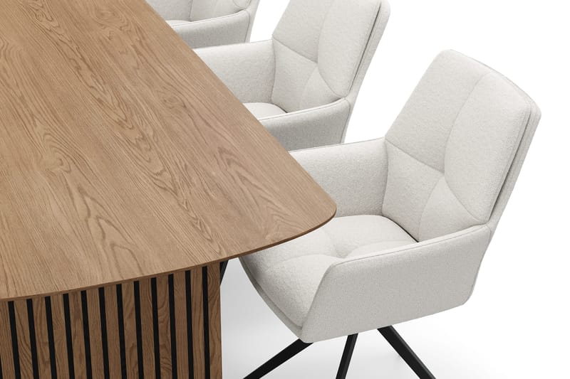 Richeto Matgrupp 210 cm med 6 Torsby Snurrstolar - Naturlig finish/Ljusbeige - Möbler - Bord & matgrupp - Matgrupp