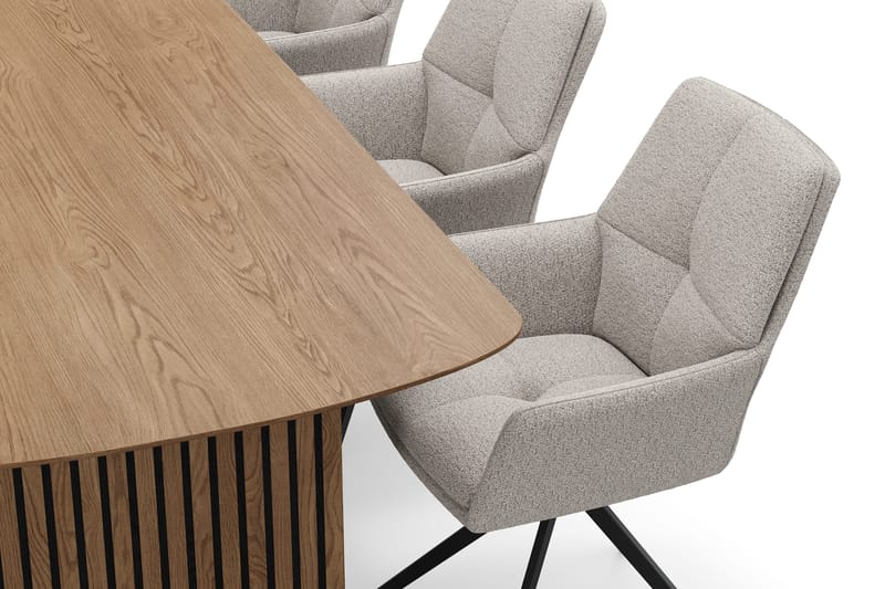 Richeto Matgrupp 210 cm med 6 Torsby Snurrstolar - Naturlig finish/Mörkbeige - Möbler - Bord & matgrupp - Matgrupp