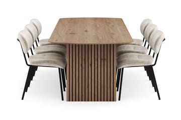 Richeto Matgrupp 240 cm med 6 Cyana Matstolar - Ek - Möbler - Bord & matgrupp - Matgrupp