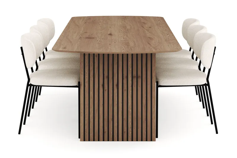 Richeto Matgrupp 240 cm med 6 Gemmiano Matstolar - Naturlig finish - Möbler - Bord & matgrupp - Matgrupp