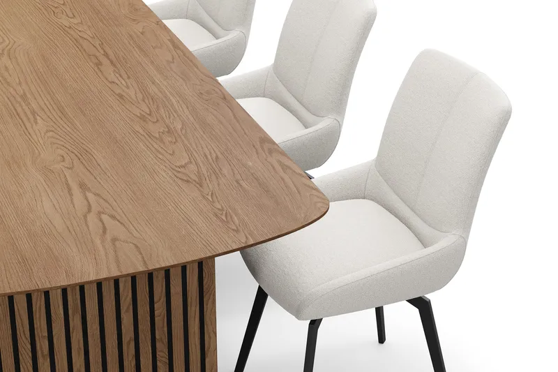 Richeto Matgrupp 240 cm med 6 Mora Snurrstolar - Naturlig finish/Ljusbeige - Möbler - Bord & matgrupp - Matgrupp