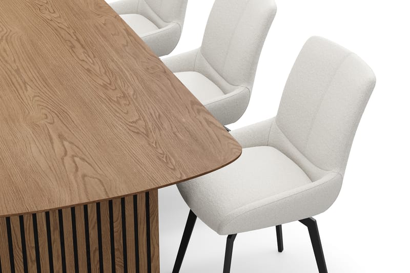Richeto Matgrupp 240 cm med 6 Mora Snurrstolar - Naturlig finish/Ljusbeige - Möbler - Bord & matgrupp - Matgrupp