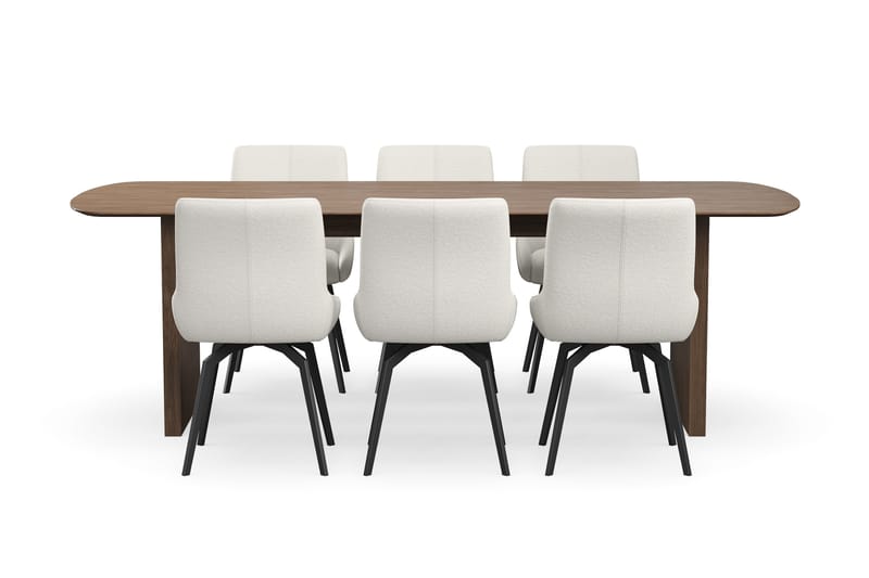 Richeto Matgrupp 240 cm med 6 Mora Snurrstolar - Rökt ek/Ljusbeige - Möbler - Bord & matgrupp - Matgrupp