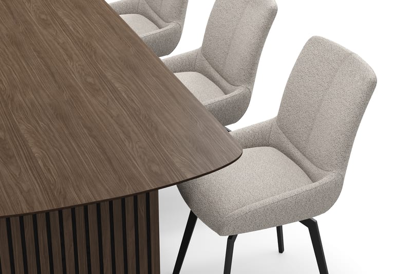 Richeto Matgrupp 240 cm med 6 Mora Snurrstolar - Rökt ek/Mörkbeige - Möbler - Bord & matgrupp - Matgrupp