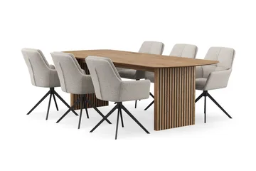 Richeto Matgrupp 240 cm med 6 Torsby Snurrstolar - Ek - Möbler - Bord & matgrupp - Matgrupp