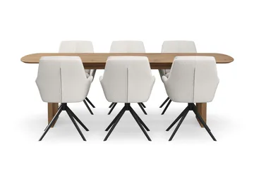 Richeto Matgrupp 240 cm med 6 Torsby Snurrstolar - Naturlig finish/Ljusbeige - Möbler - Bord & matgrupp - Matgrupp