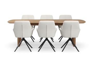 Richeto Matgrupp 240 cm med 6 Torsby Snurrstolar - Naturlig finish/Ljusbeige - Möbler - Bord & matgrupp - Matgrupp