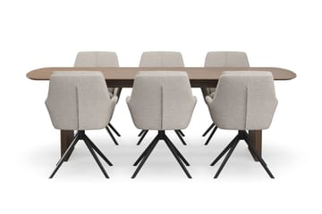Richeto Matgrupp 240 cm med 6 Torsby Snurrstolar - Rökt ek - Möbler - Bord & matgrupp - Matgrupp