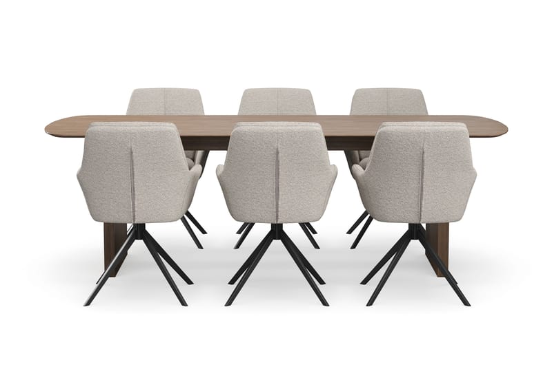 Richeto Matgrupp 240 cm med 6 Torsby Snurrstolar - Rökt ek - Möbler - Bord & matgrupp - Matgrupp