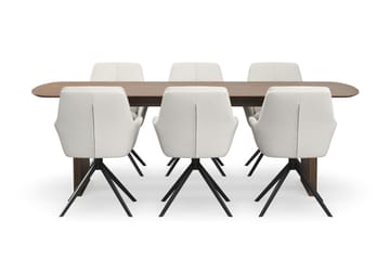 Richeto Matgrupp 240 cm med 6 Torsby Snurrstolar - Rökt ek/Ljusbeige - Möbler - Bord & matgrupp - Matgrupp