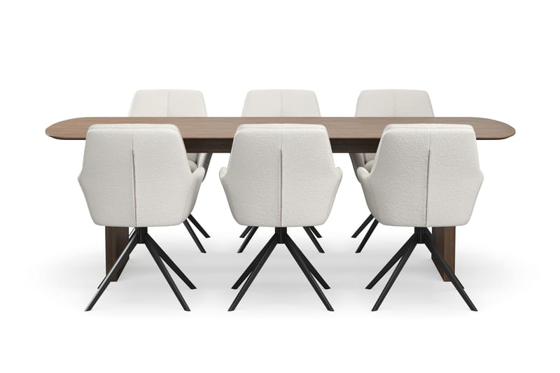 Richeto Matgrupp 240 cm med 6 Torsby Snurrstolar - Rökt ek/Ljusbeige - Möbler - Bord & matgrupp - Matgrupp