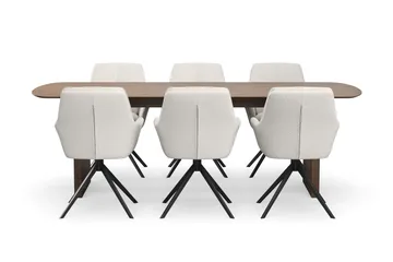 Richeto Matgrupp 240 cm med 6 Torsby Snurrstolar - Rökt ek/Ljusbeige - Möbler - Bord & matgrupp - Matgrupp