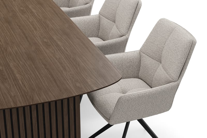 Richeto Matgrupp 240 cm med 6 Torsby Snurrstolar - Rökt ek/Mörkbeige - Möbler - Bord & matgrupp - Matgrupp