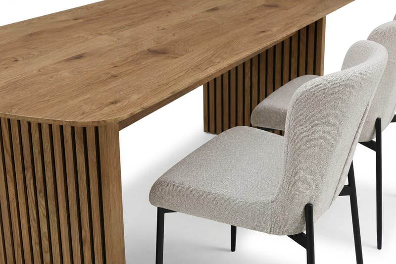 Richeto Matgrupp Ek 180 cm med 4 Elsie Matstolar - Ek/Vit - Möbler - Bord & matgrupp - Matgrupp
