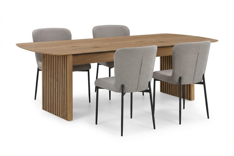 Richeto Matgrupp Ek 180 cm med 6 Elsie Matstolar, Ek/Ljusgrå