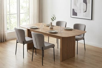 Richeto Matgrupp Ek 180 cm med 6 Elsie Matstolar - Ek/Ljusgrå - Möbler - Bord & matgrupp - Matgrupp