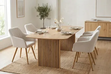 Richeto Matgrupp Ek 180 cm med 6 Filippa Matstolar - Ek/Vit - Möbler - Bord & matgrupp - Matgrupp