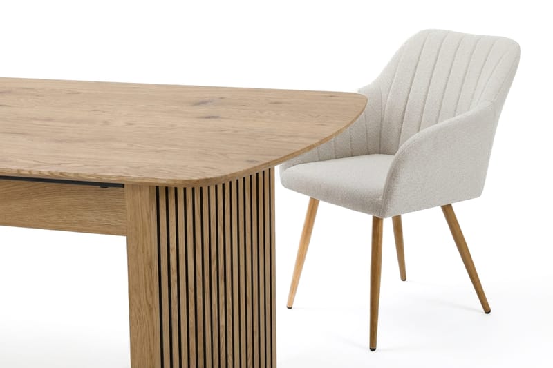 Richeto Matgrupp Ek 180 cm med 6 Filippa Matstolar - Ek/Vit - Möbler - Bord & matgrupp - Matgrupp
