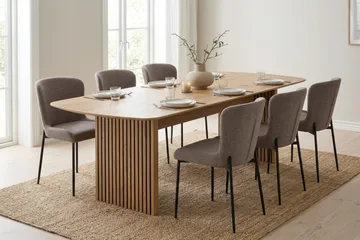 Richeto Matgrupp Ek 210 cm med 6 Elsie Matstolar - Ek/Grå - Möbler - Bord & matgrupp - Matgrupp