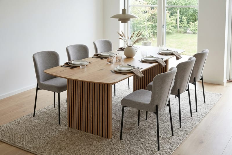 Richeto Matgrupp Ek 210 cm med 6 Elsie Matstolar - Ek/Ljusgrå - Möbler - Bord & matgrupp - Matgrupp
