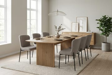 Richeto Matgrupp Ek 240 cm med 6 Elsie Matstolar - Ek/Ljusgrå - Möbler - Bord & matgrupp - Matgrupp