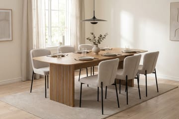 Richeto Matgrupp Ek 240 cm med 6 Elsie Matstolar - Ek/Vit - Möbler - Bord & matgrupp - Matgrupp