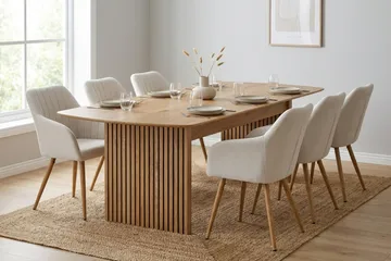 Richeto Matgrupp Ek 240 cm med 6 Filippa Matstolar - Ek/Vit - Möbler - Bord & matgrupp - Matgrupp