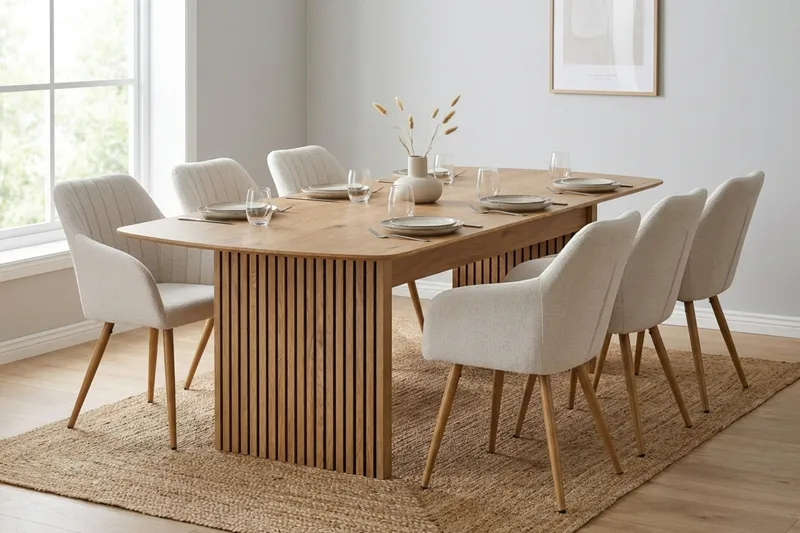 Richeto Matgrupp Ek 240 cm med 6 Filippa Matstolar - Ek/Vit - Möbler - Bord & matgrupp - Matgrupp