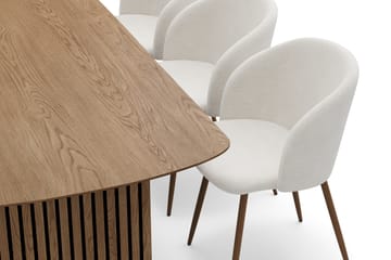 Richeto Matgrupp med 6 Greya Matstolar med Armstöd - Rökt Ek/Vit Bouclé - Möbler - Bord & matgrupp - Matgrupp