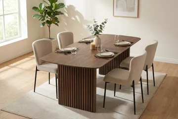 Richeto Matgrupp Rökt Ek 180 cm med 4 Elsie Matstolar - Rökt ek/Beige - Möbler - Bord & matgrupp - Matgrupp