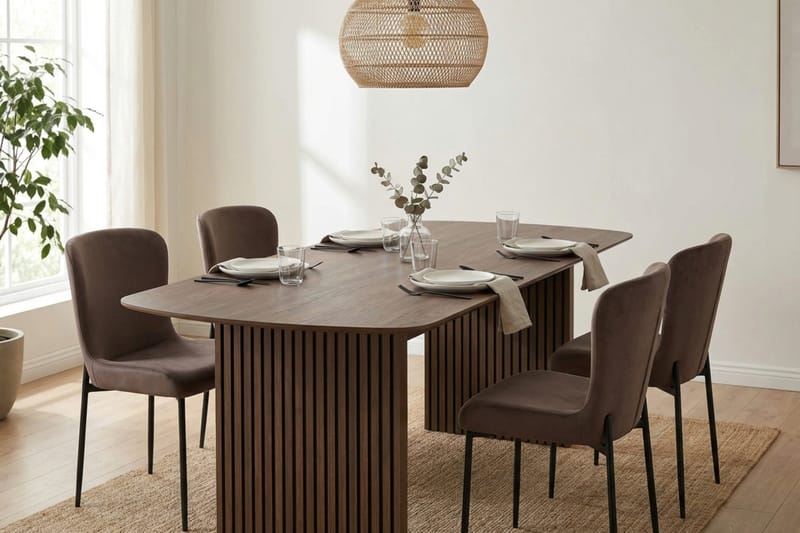 Richeto Matgrupp Rökt Ek 180 cm med 4 Elsie Matstolar - Rökt ek/Brun - Möbler - Bord & matgrupp - Matgrupp