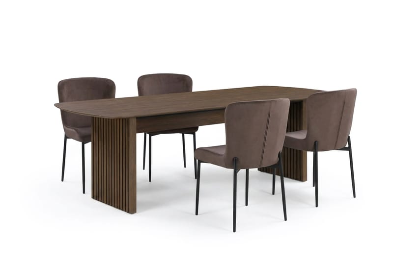 Richeto Matgrupp Rökt Ek 180 cm med 4 Elsie Matstolar, Rökt ek/Brun