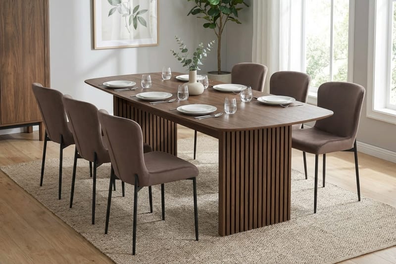 Richeto Matgrupp Rökt Ek 210 cm med 6 Elsie Matstolar - Rökt ek/Brun - Möbler - Bord & matgrupp - Matgrupp