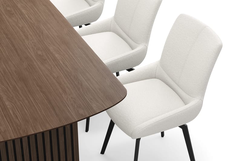 Richeto Matgrupp Rökt Ek 210 cm med 6 Mora Snurrstolar - Rökt ek/Ljusbeige - Möbler - Bord & matgrupp - Matgrupp