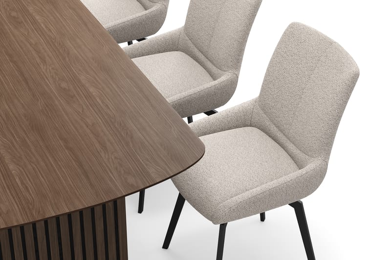 Richeto Matgrupp Rökt Ek 210 cm med 6 Mora Snurrstolar - Rökt ek/Mörkbeige - Möbler - Bord & matgrupp - Matgrupp