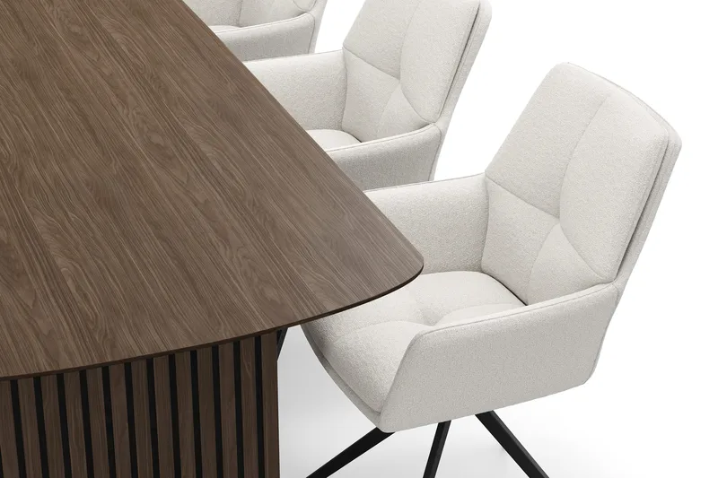 Richeto Matgrupp Rökt Ek 210 cm med 6 Torsby Snurrstolar - Rökt ek/Ljusbeige - Möbler - Bord & matgrupp - Matgrupp