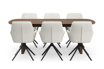 Richeto Matgrupp Rökt Ek 210 cm med 6 Torsby Snurrstolar - Rökt ek/Ljusbeige - Möbler - Bord & matgrupp - Matgrupp