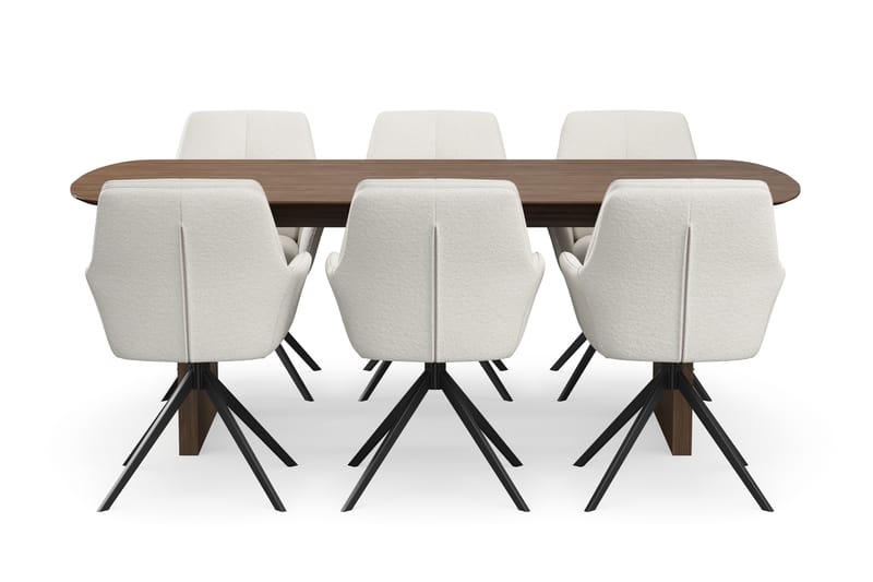 Richeto Matgrupp Rökt Ek 210 cm med 6 Torsby Snurrstolar - Rökt ek/Ljusbeige - Möbler - Bord & matgrupp - Matgrupp