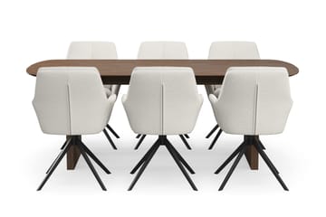 Richeto Matgrupp Rökt Ek 210 cm med 6 Torsby Snurrstolar - Rökt ek/Ljusbeige - Möbler - Bord & matgrupp - Matgrupp