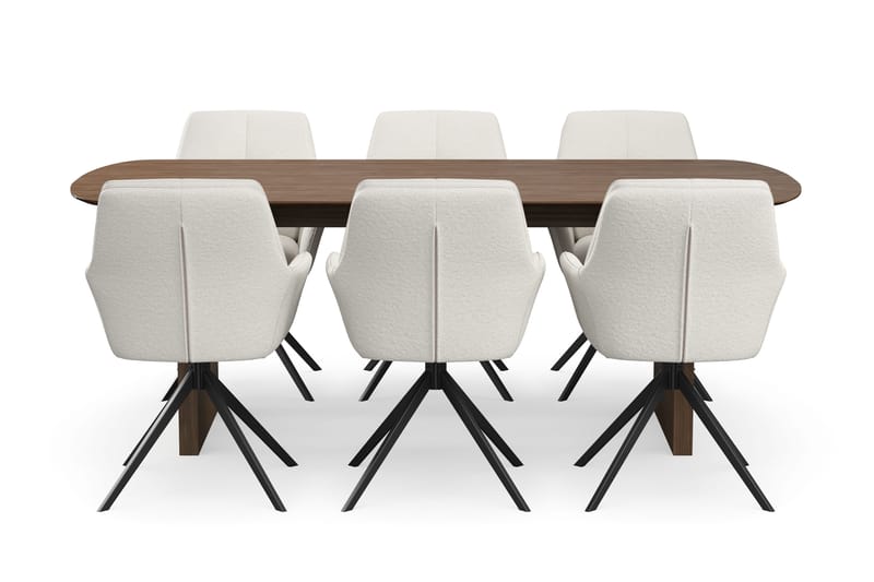Richeto Matgrupp Rökt Ek 210 cm med 6 Torsby Snurrstolar - Rökt ek/Ljusbeige - Möbler - Bord & matgrupp - Matgrupp