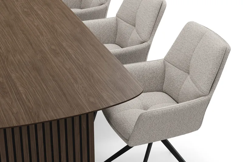 Richeto Matgrupp Rökt Ek 210 cm med 6 Torsby Snurrstolar - Rökt ek/Mörkbeige - Möbler - Bord & matgrupp - Matgrupp