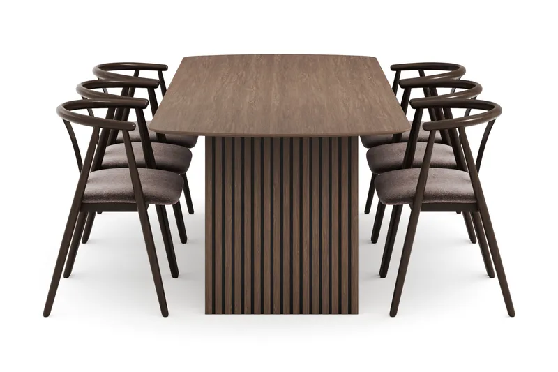Richeto Matgrupp Rökt Ek 240 cm med 6 Cytie Karmstolar - Rökt ek - Möbler - Bord & matgrupp - Matgrupp