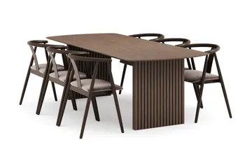 Richeto Matgrupp Rökt Ek 240 cm med 6 Cytie Karmstolar - Rökt ek - Möbler - Bord & matgrupp - Matgrupp