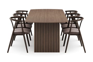Richeto Matgrupp Rökt Ek 240 cm med 6 Cytie Karmstolar - Rökt ek - Möbler - Bord & matgrupp - Matgrupp